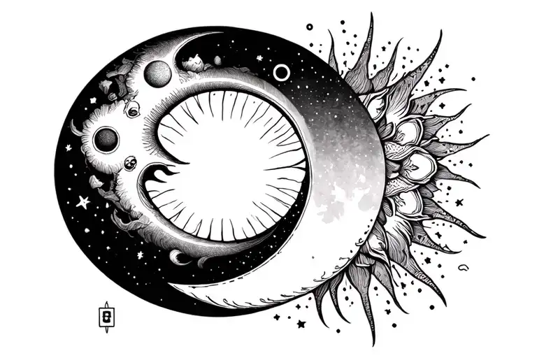 sun and moon tarot card design tattoo design idea
