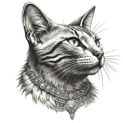 egyptian cat sitting tattoo design idea