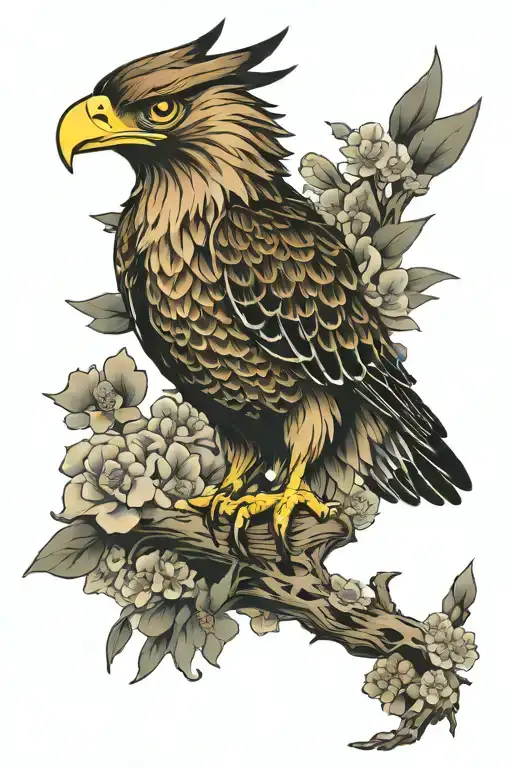 hawk flying tattoo design idea