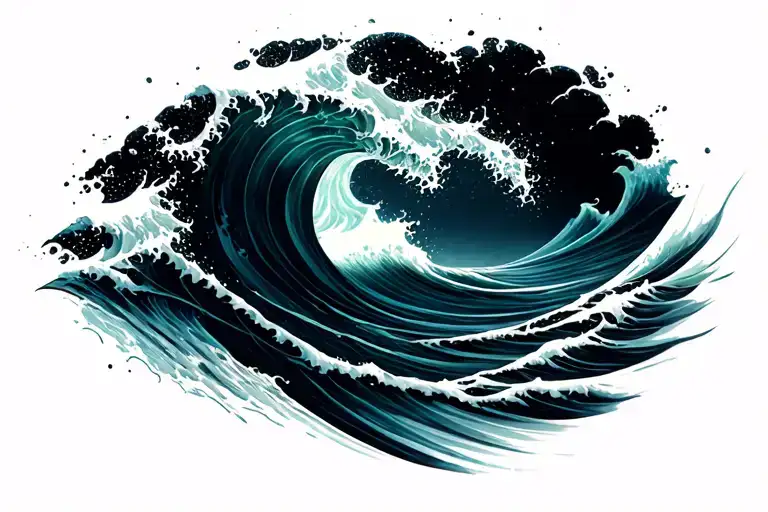 Ocean Wave raging tattoo design idea
