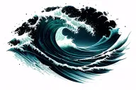 Ocean Wave raging tattoo design idea