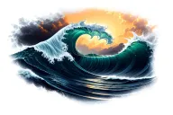 Ocean Wave raging tattoo design idea