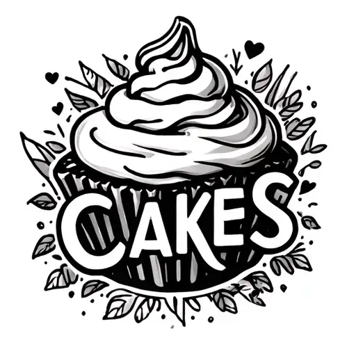 the word "Cakes" but the "a" replace with a cupcake tattoo design idea
