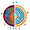 Front: Two large, colorful circle mazes—one with symbols of values (good side), one with symbols of vices (bad side). In tattoo design idea