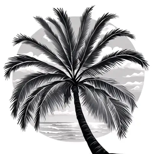 palmetto tree by beach tattoo design idea