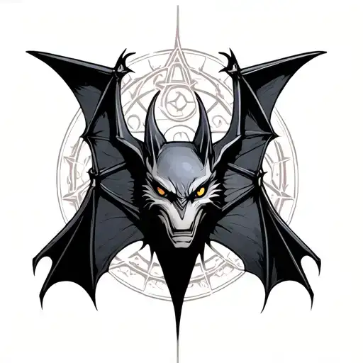 A Bat, Cybersigilism, With Occult Themes, Back Tattoo tattoo design idea