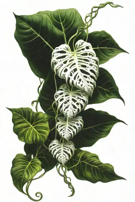 philodendron vine wrapping forearm tattoo design idea