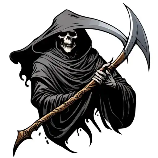 grim reaper holding a scythe tattoo design idea