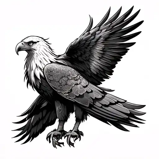 japanese eagle holding tattoo design idea