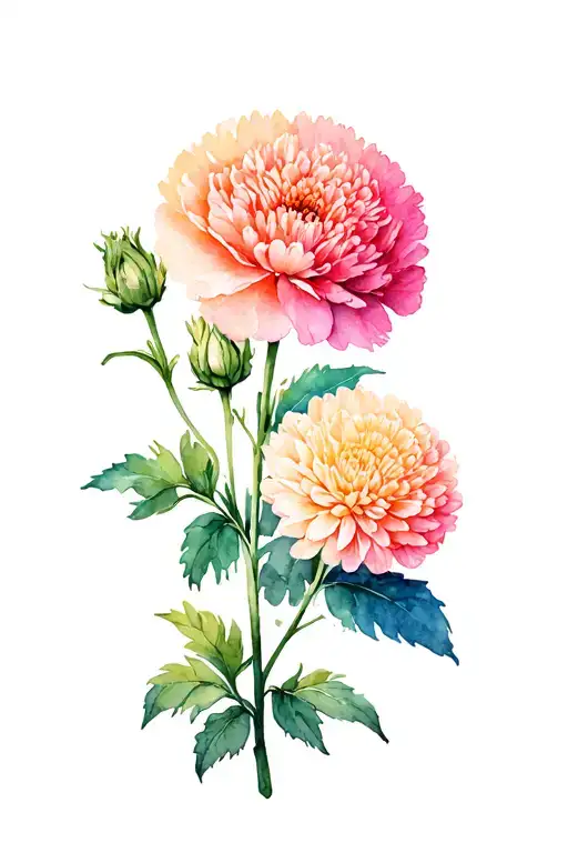 Carnation And Chrysanthemum tattoo design idea