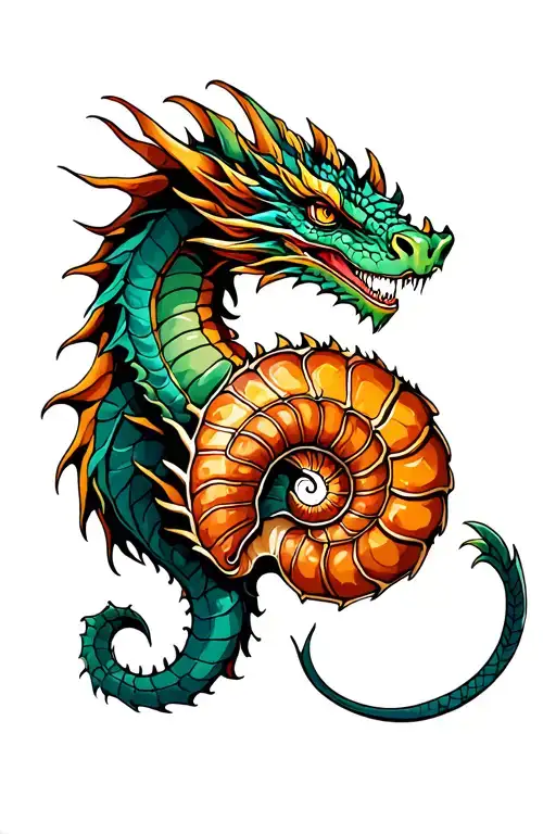 dragon and ammonite tattoo tattoo design idea