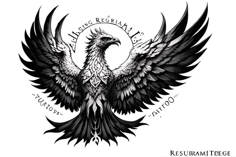 "Resurgam" pheonix rising tattoo design idea