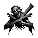 scary monster with cross wrapped tattoo design idea