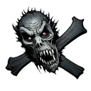 scary monster with cross wrapped tattoo design idea