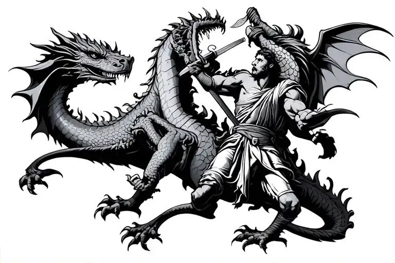 st george killing a dragon tattoo design idea