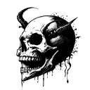 evil laugh now cry later skull tattoo design idea