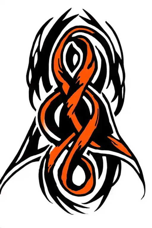 kidney cancer orange ribbon intertwined with strength symbol  tattoo design idea