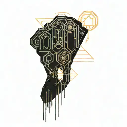 math equations and neon like animal tattoo design idea