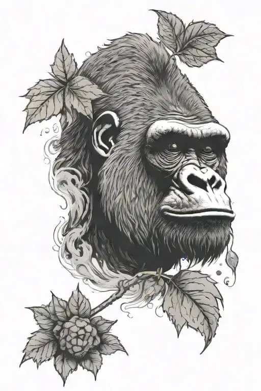 Gorilla smoking weed tattoo design idea