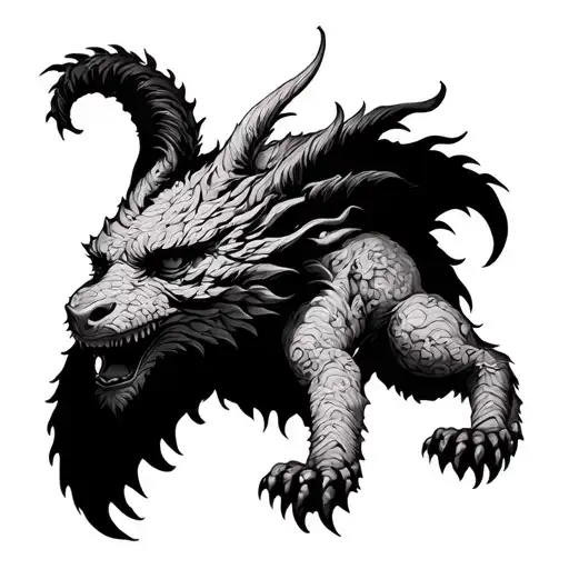 chimera classical drawing stipple shaded  tattoo design idea