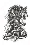 wrestling mat wolf pack father son tattoo design idea