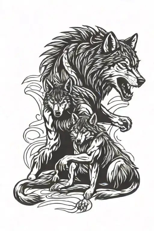 wrestling mat wolf pack father son tattoo design idea