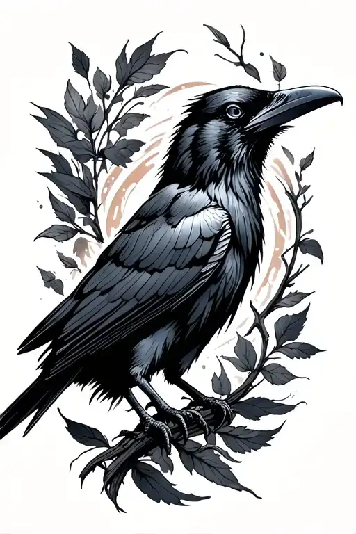 raven wisdom tattoo design idea