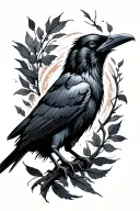 raven wisdom tattoo design idea