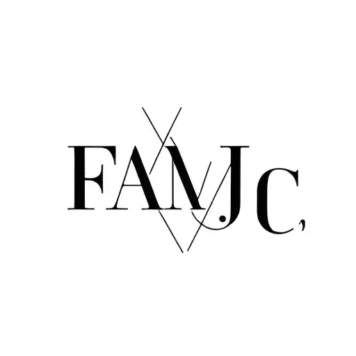 F A M C J letters overlapping each other tattoo design idea