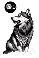 wolf howling at the moon tattoo design idea