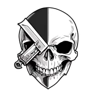 skull and commando dagger tattoo design idea