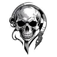 skull and commando dagger tattoo design idea