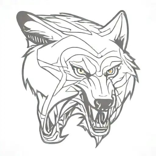 traditional wolf snarling tattoo design idea