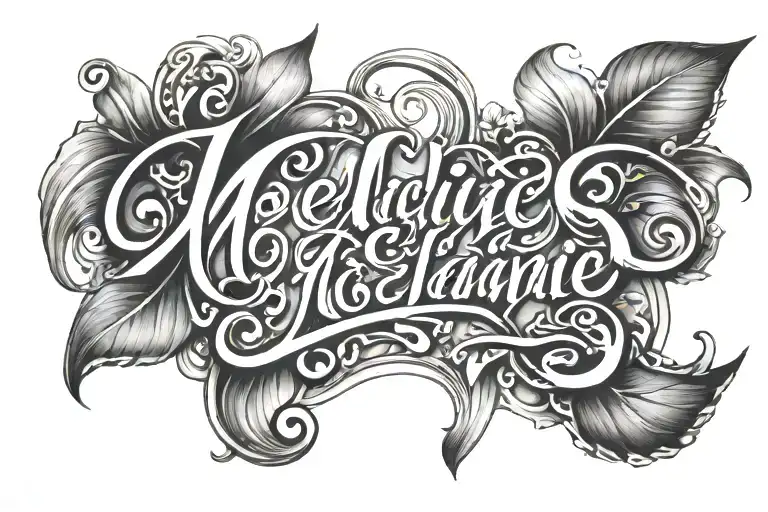 calligraphy spelling "eric" "melanie" tattoo design idea