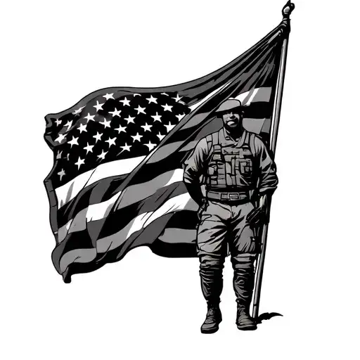 American flag fatherhood solider husband strong tattoo design idea