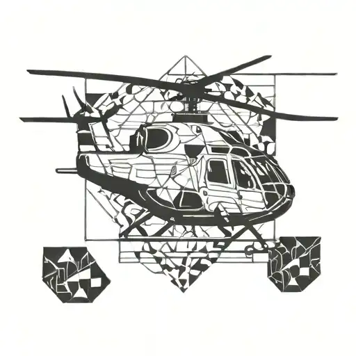 helicopter flying towards tattoo design idea