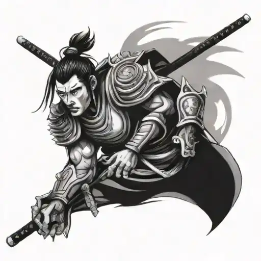 Cyberpunk Japanese Samurai warrior tattoo design idea
