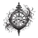 antique clock face tattoo design idea