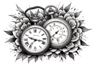 2 pocket watch surrounded tattoo design idea