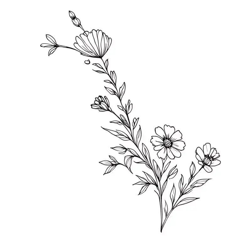 wildflower bouquet tattoo design idea