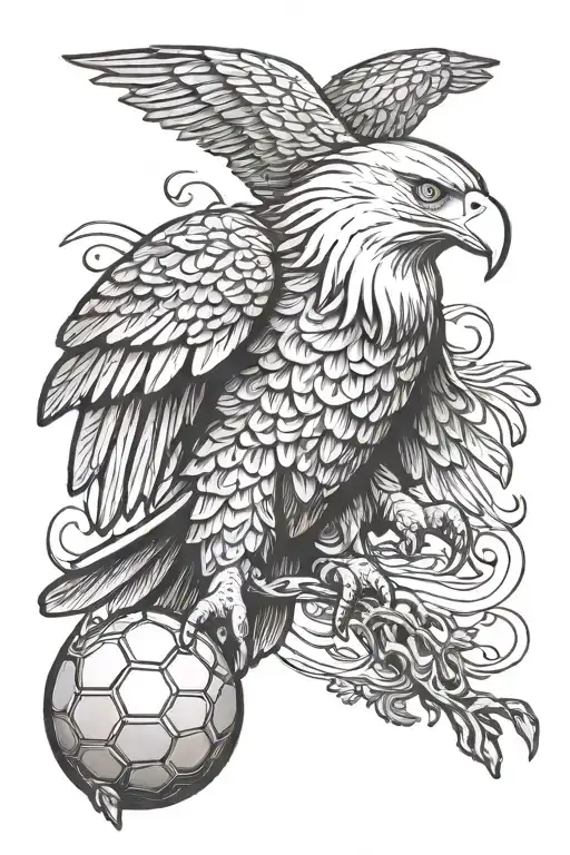 bald eagle with greek mythology and soccer tattoo design idea