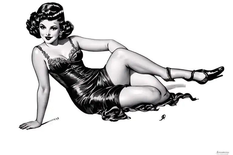 black pin up girl from 1920s tattoo design idea