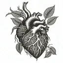 human heart with tree root tattoo design idea