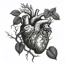 human heart with tree root tattoo design idea
