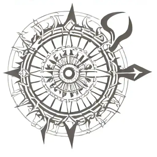 A sun inside a bow and arrow  like Hindi mythology Karnan tattoo design idea