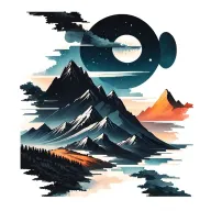 mountains panorama tattoo design idea