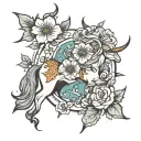 Sagittarius flower blooming tattoo design idea