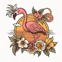 flamingo pineapple sunset reflecting tattoo design idea