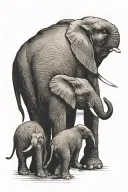 elephant protecting a penguin tattoo design idea