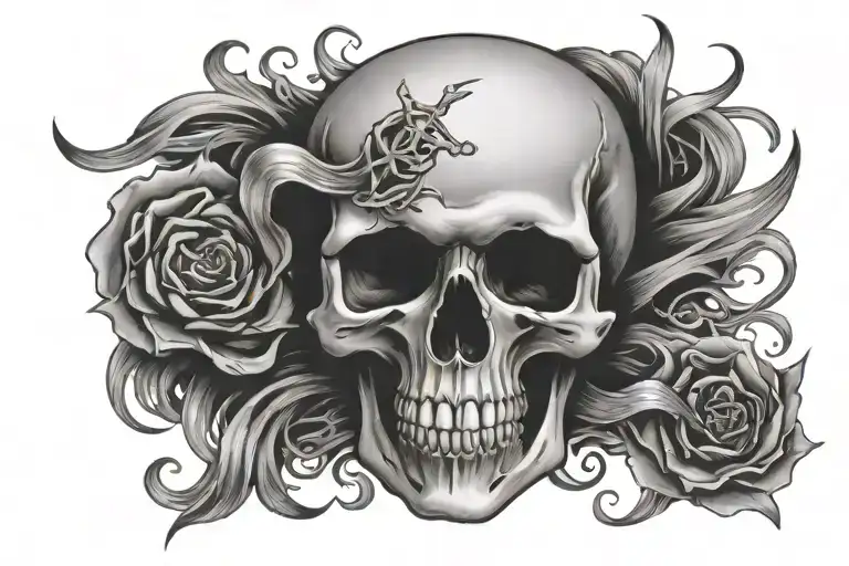 holy death and write long live death skull tattoo design idea